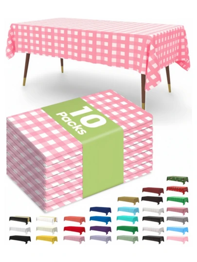 10/6/1 Set Disposable Multi-Color PEVA Material Tablecloth, Waterproof And Stain-Resistant, Large Size 108in*54in (137*274cm), Suitable For Rectangular Tables, Decoration And Protection For Birthday Party, Valentine's Day Party, Gender Reveal Party, Wedding, Outdoor Gathering, Graduation Party, Picnic And More Occasions