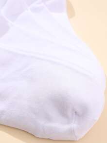 5 Pairs White With Black Stripes Men's Ankle Socks, Comfortable Breathable Skin-Friendly - White - View 2