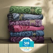 Large Soft Cotton Bath Towel With Luxury Print, 70*1.40 Cm - Pattern 5 – Green - View 3