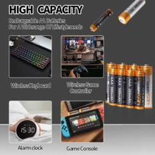 POWERKAN 全套充电套装：NL4 四槽通用 USB 充电器，带 LED 指示灯和过充保护，支持 1.2V 镍氢/1.5V 锂离子可充电 AA/AAA 电池，附带 4 节电池（4 节 AA 800mAh） - Set(AA800x4pcs++NL4) - 查看 9