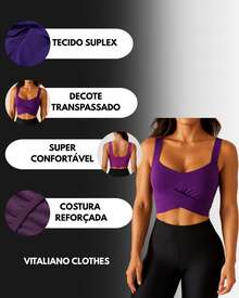 Women's Cropped Top/Blouse In Spandex With Padded Cups, Super Comfortable Neckline, Perfect For Parties, Clubs, Beach, And More. Elegant. - Màu tím - Xem 2