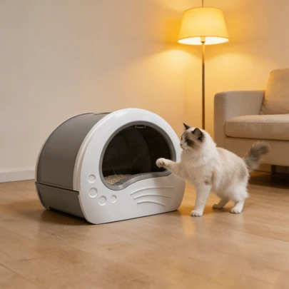 GDTME Enclosed Self-Cleaning Cat Litter Box, Automatic Smart Cat Toilet With App Control, Odor Control & Anti-Splashing Design, Perfect For Multiple Cat