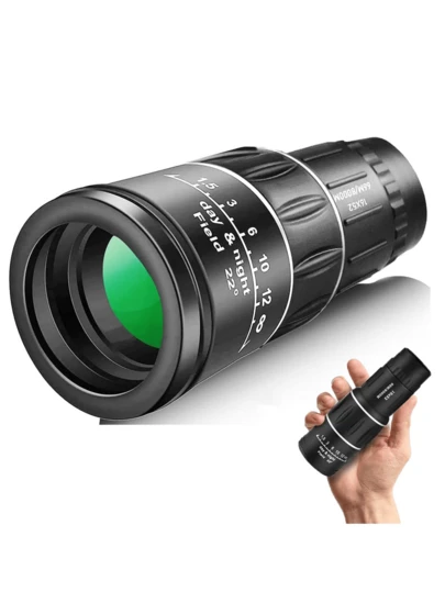 16x52mm Compact Monocular Telescope, High Magnification Design, Suitable For Adults. A Great Birthday Gift For Men, Fathers, Husbands And Teenage Boys. Ideal For Hiking, Sightseeing, Concerts, Camping, Fishing, Birdwatching And Hunting. Features BAK4 And FMC Optical Prism Tube, A Fashionable And Cool Gadget For Men.