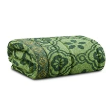 Large Soft Cotton Bath Towel With Luxury Print, 70*1.40 Cm - 圖案 1 - 綠色 - 查看 1