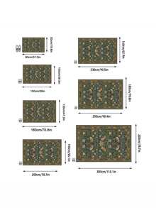 Tapete vintage marroquino com estampa floral e totem de pássaros (1 peça), em imitação de lã macia, ideal para banheiro, cozinha, hall de entrada, corredor, cabeceira, sala de estar e quarto. Lavável à máquina. Decoração para casa. - Multicolorido - Ver 3