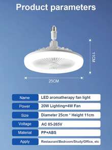 10in LED Fan Light With 5 Blades, 360° Flexible Rotation, Remote Control, Aromatherapy Function, Crystal Shade, Adjustable Color Temperature, Brightness, Wind Speed, Timer, Suitable For Bedroom, Living Room, Office, Shop - 10in - View 3
