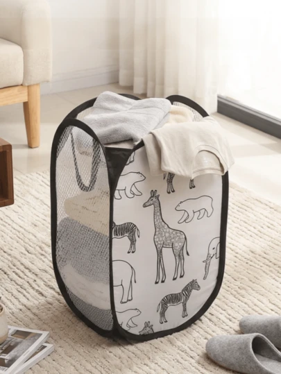 1 chiếc giỏ đựng đồ gấp gọn hình hươu cao cổ hoạt hình, giỏ đựng quần áo bẩn dùng cho phòng ngủ, phòng tắm, phòng khách, du lịch, ký túc xá, có thể gấp gọn và di động để đựng quần áo bẩn, đồ chơi.