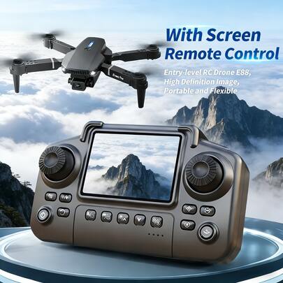 The All-New E88 PRO MAX Drone Is An Entry-Level Drone Suitable For Beginners. It Is Equipped With A Remote Control, Built-In 4K Dual Cameras, Two Batteries, Screen Controller, Intelligent Obstacle Avoidance, High-Definition Aerial Photography, ABS Anti Drop Material, And Foldable Design. Equipped With Optical Flow Positioning Technology And Intelligent Tracking Function, It Supports 360 ° Rolling, One Click Landing, And Can Be Used Both Indoors And Outdoors. It Is A High-Quality Drone Suitable For Beginners And An Ideal Choice For Holiday Gifts.