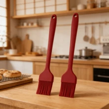 2pcs Silicone Brush Set, 2/4/6pcs - Large BBQ Brush & Small Baking Brush - Heat Resistant Cooking Tools For Even Butter/Oil Coating - Dishwasher (Red) - Small - View 5
