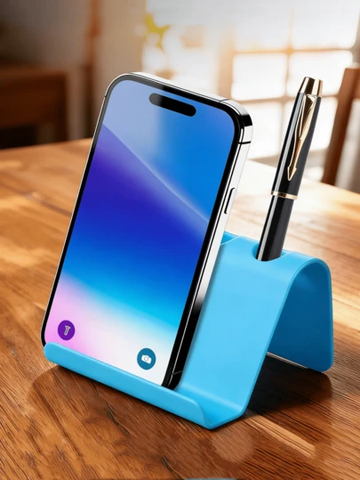 1/3/5支装塑料桌面笔筒。多功能笔筒，也可作手机/平板电脑支架使用，可折叠，慵懒造型，多种颜色可选，小巧便携，防刮耐用，二合一桌面笔筒。