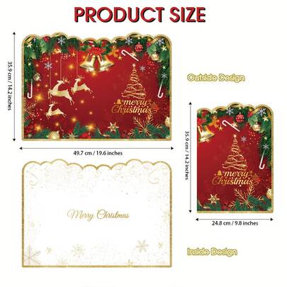 1pc Giant Classic Red & Green Christmas Sign-In Blessing Card, Flat Greeting Card, Large Merry Christmas Guest Signature Wish Card For Party Celebration, Festive Home Party Supplies & Holiday Memory Keepsake