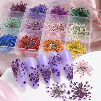 48件套干花美甲装饰套装，春季花卉美甲饰品配件，专业美甲用品