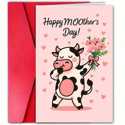 Adorable Cards Adorned With Flowers On The Cow's Body Are The Perfect Choice To Celebrate Mother's Day And Express Love And Gratitude To Mothers, Grandmothers, Or Aunts