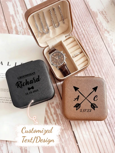 Personalized Genuine Leather Watch Jewelry Box, Groomsmen Gift Men's Jewelry Box, Men's Jewelry Box, Groomsmen Jewelry Box, Groomsmen Watch Box, Men's Jewelry Box, Travel Watch Box, Watch Gift Box, Watch Box, Watch Stand, Men's Jewelry Box, Groomsmen Gift, Engraved Jewelry Box, Travel Jewelry Box