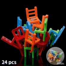 12/24/48/96pcs Colorful Random Stacking Building Blocks Chair Toy, Multi-Person Interactive Desktop Creative Educational Leisure Toy, Thinking Training Puzzle Toy, Stress Relief Toy - Multicolor - View 14