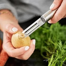 Upgraded Stainless Steel Double-Blade Peeler, Ergonomic Handle Fruit & Vegetable Peeler, Potato Peeling Tool, Kitchen Gadget - Silver - View 5