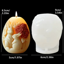 Moule en silicone pour bougie parfumée thème de la proposition du lapin de Pâques - Lot de deux moules de couple de lapins adorables. Convient pour la résine, le plâtre, l'argile, le béton, les artisanats en ciment. Moules en silicone pour Pâques et divers cadeaux de fête et décorations pour la maison - Un-blanc - Voir 10