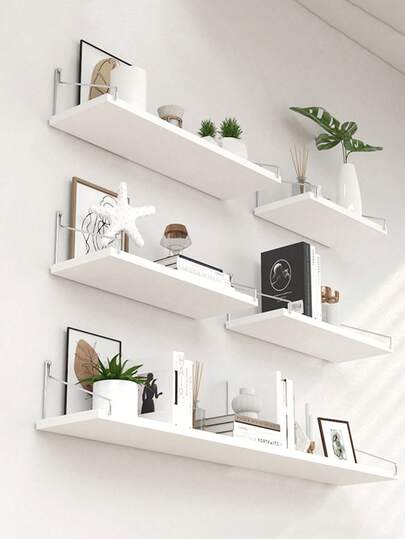1pc No-Drill One-Shelf Wall Mounted Floating Shelf For Books, Plants, Decor, Bedroom, Dorm, Wall Hanging Storage Rack