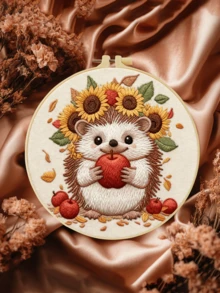 20x20厘米/7.9x7.9英寸刺绣套装,猫/刺猬/熊图案,成人DIY手工刺绣套装,包含绣布、说明书、绣绷和绣线,是馈赠亲友的佳品,也是家居和办公室的手工装饰品。 - A - 查看 3