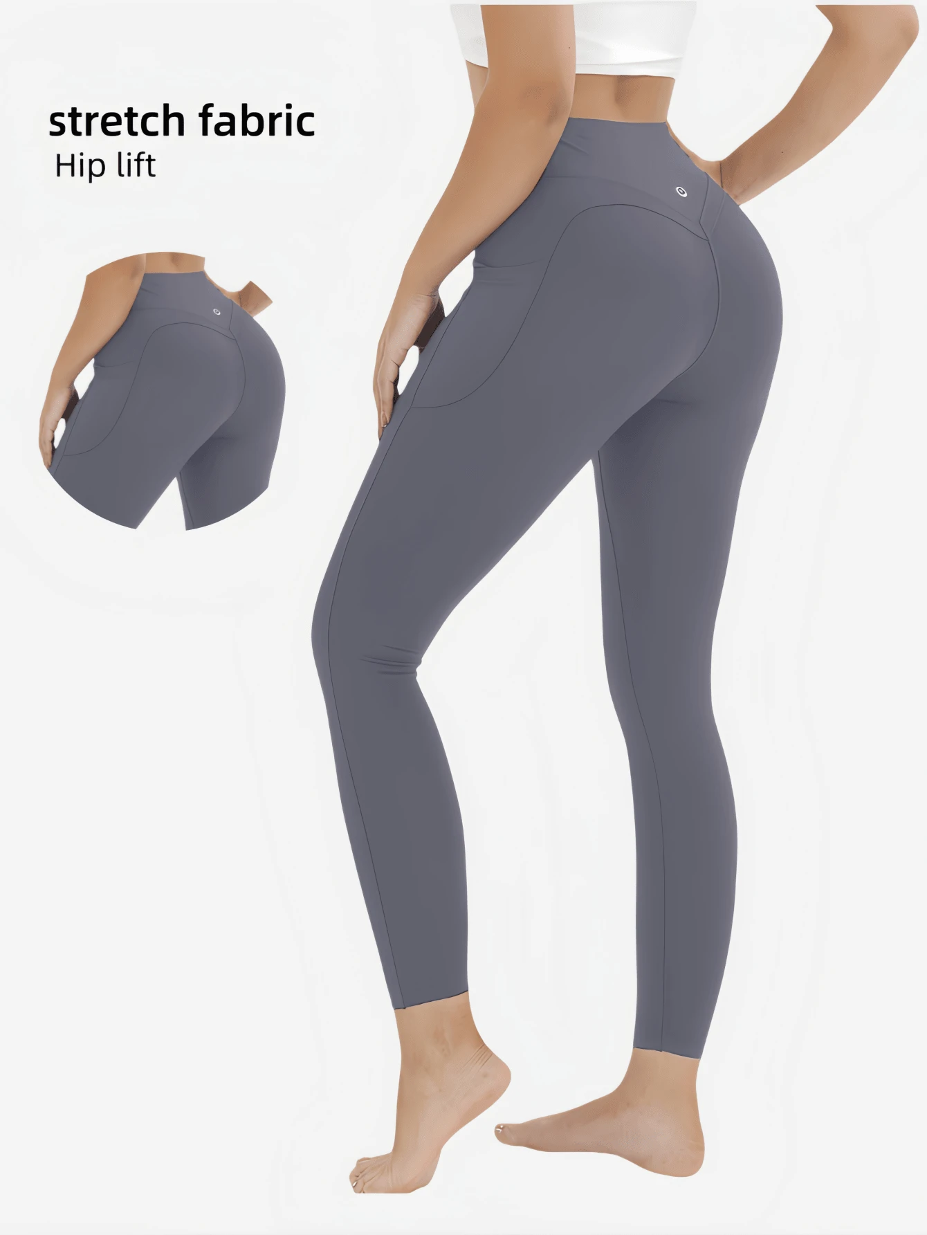 High Waisted Side Pocket Sports Pants For Women, Yoga Leggings, Seamless Fitness Yoga Pants For Spring And Summer Collection - 灰色 - 查看 1