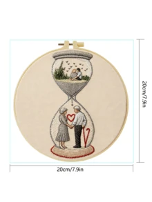 刺繡套件 20x20cm/7.9in 時間主題設計 成人初學者手作DIY 包含布料、說明書、繡框、針與線 適合送給朋友或家人的禮物 家居或辦公室藝術裝飾 - A - 查看 5