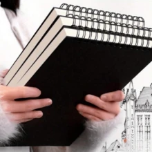 Spiral Bound Sketch Pad, Top Spiral Bound Sketch Board, Acid-Free Art Sketchbook, Suitable For Beginners Drawing, Sketching, Writing, Can Be Used As Holiday Gifts, School Supplies, Studio Supplies, Painting And Writing Supplies, Back To School Supplies, Learning Supplies. - Black Card Sketchbook - View 2