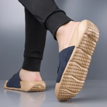 Stylish Men's Open-Toe Slides With Dual-Strap Design And Textured Sole For Secure Fit In Home Or Lounge Settings - Blue - View 9