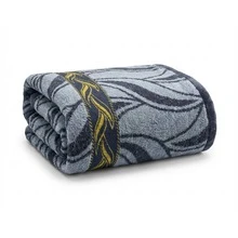 Set Of 4 Large Soft Cotton Bath Towels With Luxury Print, 70*1.40 Cm - Mẫu 3 – Màu xanh hải quân - Xem 1