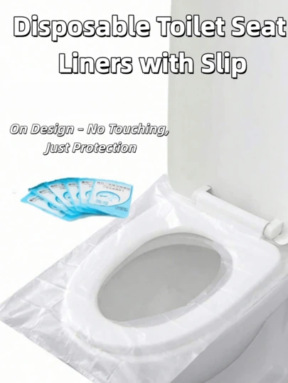 10-100pcs/Pack Disposable Plastic Waterproof Anti-Slip Toilet Seat Cover, Individually Packaged, Portable