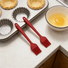 2pcs Silicone Brush Set, 2/4/6pcs - Large BBQ Brush & Small Baking Brush - Heat Resistant Cooking Tools For Even Butter/Oil Coating - Dishwasher (Red) - Small - View 15