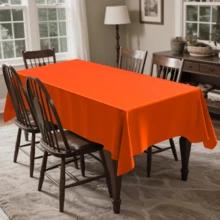 Mantel desechable rectangular de unicolor de 137*274cm hecho de material PEVA para decoración de fiesta de cumpleaños, boda, festival, Navidad - Naranja - Ver 4
