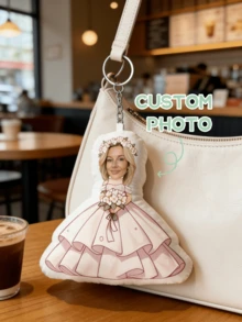 1Pc Custom Photo Pillow Keychain,Personalized Mini Cushion Keyring, Custom Pillow Keychain,Gift For Friends, Cute Photo Keepsake, Bag Charm Accessory, Car Key Decor, Backpack Pendant, Daily Carry Use,Wedding,Anniversary,Special Occasion - Multicolor - View 2