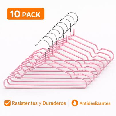 Ganchos Perchas Antideslizantes para ropa de bebé niño niña con antideslizante 10 piezas, metálico, delgado y muy resistente.