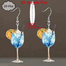 Women's Fashion Dangle Earrings – Summer 2D Acrylic Oktoberfest Beer Glass & Orange Juice Drink Drop Earrings, Minimalist Creative Fresh Fashion Jewelry - Multicolor - View 5