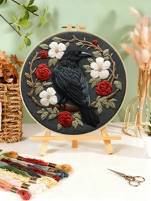 20x20cm/7.9x7.9in Hand Embroidery Kit, Bird Theme Pattern, Suitable For Adult Beginners, Includes Embroidery Cloth, Instructions, Embroidery Frame And Needles, Great Gift For Friends And Family, Home Decor, Office Craft - 20X20cm - View 15