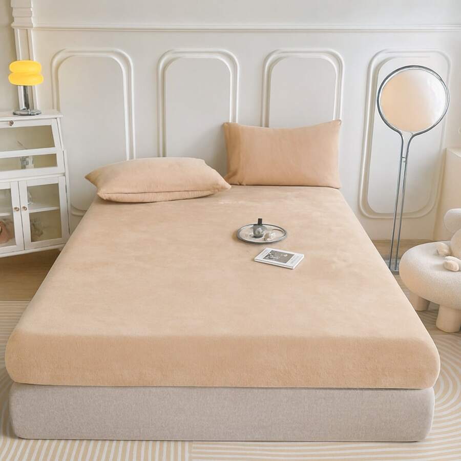 King Size Fleece Sheet Set Measuring 260x230cm. Softness And Comfort. - 米色 - 查看 1