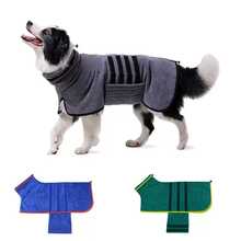 1pc Pet Quick Dry Soft Comfortable Bathrobe, Medium-Large Dog Shower Bathrobe Towel - Grey - View 1