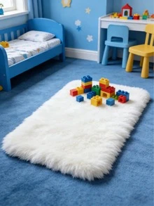 1pc White Fluffy Area Rug, Living Room Carpet, Rug, Living Room Area Rug, Small Area Rug, Mat, Home Decor, Large Living Room Carpet, Round Rug, Living Room Home Decor, Room Decor, Washable Carpet - White - View 3