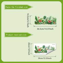 1 pieza Pegatina autoadhesiva con patrón tropical de flores y hojas, calcomanía de arte de pared de azulejos botánicos para baño - hojas verdes - Ver 5