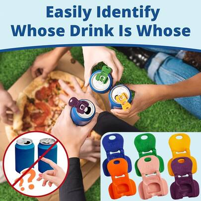 6pcs/Set 6 Colors Soda Can Opener And Soda Can Lids, Beverage Protector Covers, Suitable For Party, BBQ, Camping And Travel