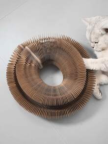 Accordion Wave-Shaped Cat Scratching Board, Foldable With Bells And Cat - Multi-Layer Cardboard Toy, Suitable For Indoor Cats, Durable Scratching Pad, Interactive Kitten Activity Center - Multicolor - View 5