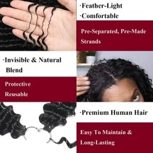 RALISA Luxury Burmese Curly Human Hair Crochet Human Hair Bundles Virgin Hair Extension 1pc High Grade Real Double Weft Hair Weave High Gloss Long Lifespan Hair Daily & Salon Quality Use Soft & Silky Premium Invisible Hair Extensions 22 Inch 120g Knotless Pre-Separated Crochet 3c4a Water Curly Hair Lightweight Reusable Virgin Hair Extensions For Women Natural Black Color Gifts Hair Accerssories Christmas Decrotions Burmese Curly Crochet Human Hair Knotless Pre-Separated Feather Human Crochet Hair Lightweight Reusable  Will Give You Shining Look For Daily Life, And Theme Parties And So On Pelucas De Cabello Glueless Human Hair Wig Wavehuman Hair Wig  Human Hair Weft Real Hair Extensions Clip In Hair Weft Keratin Bond Hair Weft Seamless Hair Weft Christmas  Glitter Hair Xmas Hair Accessories Crimson Red Human Hair Volumizing Hair Weft Christmas Human Hair Weft - Crimson Red Bouncy WaveLuxe Gifts For Moments That Matter. #PremiumGifts Your 2026 Beauty Glow-Up Awaits. - Móc len sâu - Xem 2