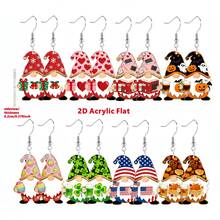 8pairs Cute Easter Gnome Dangle Earrings, Funny Gnome Pendant Earrings For Women Holiday - Multicolor - View 11