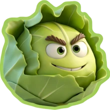 Mischievous Cabbage Buddy Magnet With Raised Eyebrow Smirk: Squinting Eyes, Showing Two Teeth In A Smug Expression, Layered Leaf Texture, Light Green Outline, Sticker-Style Edge - Brings A Playful Prank To Your Kitchen - I - View 7