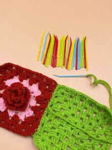 弯头缝纫针、彩色缝纫针、安全编织针、大眼缝纫针、毛线DIY缝纫专用针、小学生学习DIY教学针 - 塑膠大眼彎針 - 查看 3