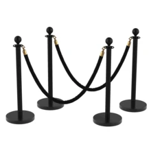 Stanchions And Black Velvet Ropes Set - Crowd Control Barriers With Sand-Fillable Weighted Base, 5ft Velvet Rope For Wedding, Red Carpet, Parties, Exhibition - 7pcs Black - View 8