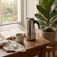 2/4/6/9/12 tazas Cafetera de Espresso de Acero Inoxidable, Cafetera Moka de 100-600ml para el hogar, la cocina, el camping - Plateado - Ver 6