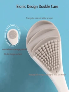 Tongue Cleaner With Hanging Rack, Antibacterial Soft Rubber Tongue Scraper - B - View 5