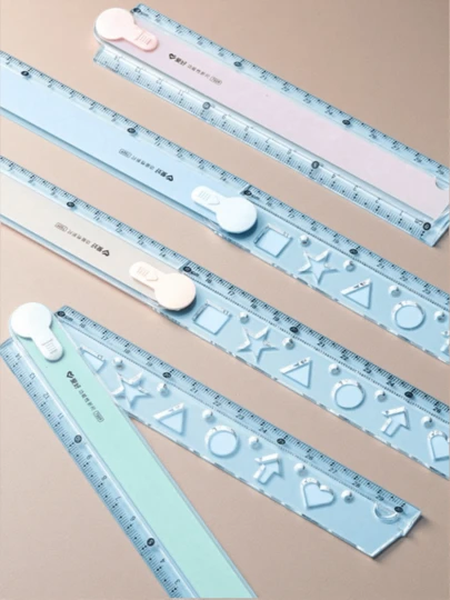 Folding Ruler, Colorful Plastic Ruler For Students, Geometric Drafting Drawing, Essential Stationery (Random Color),Rulers