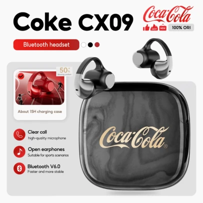 Coca Cola CocaCola Wireless Earbuds CX09 Clip On Bluetooth 6.0 Earphones Sports Gaming Headset With Mic